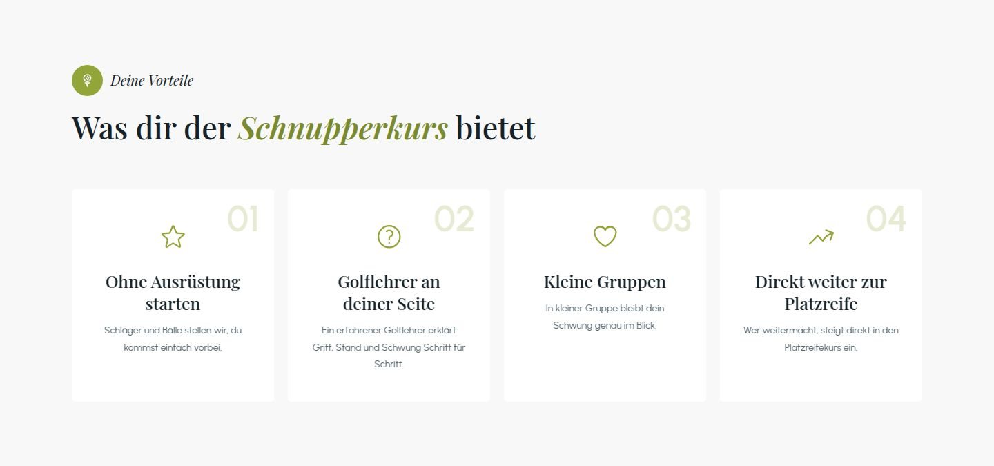 fairway: Vorteile im Schnupperkurs, vorher