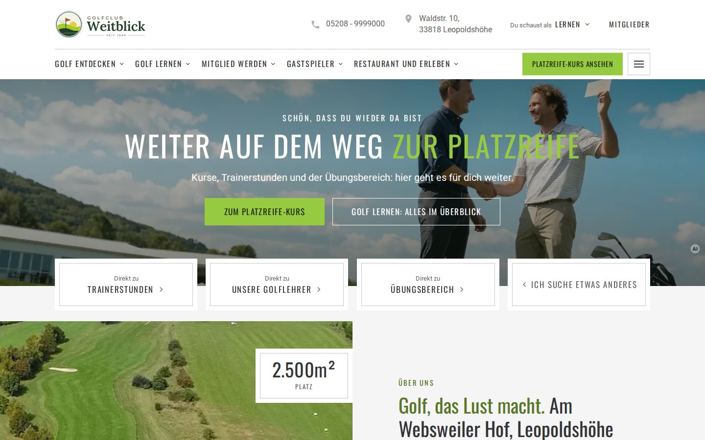 Startseite für Wiederkehrer