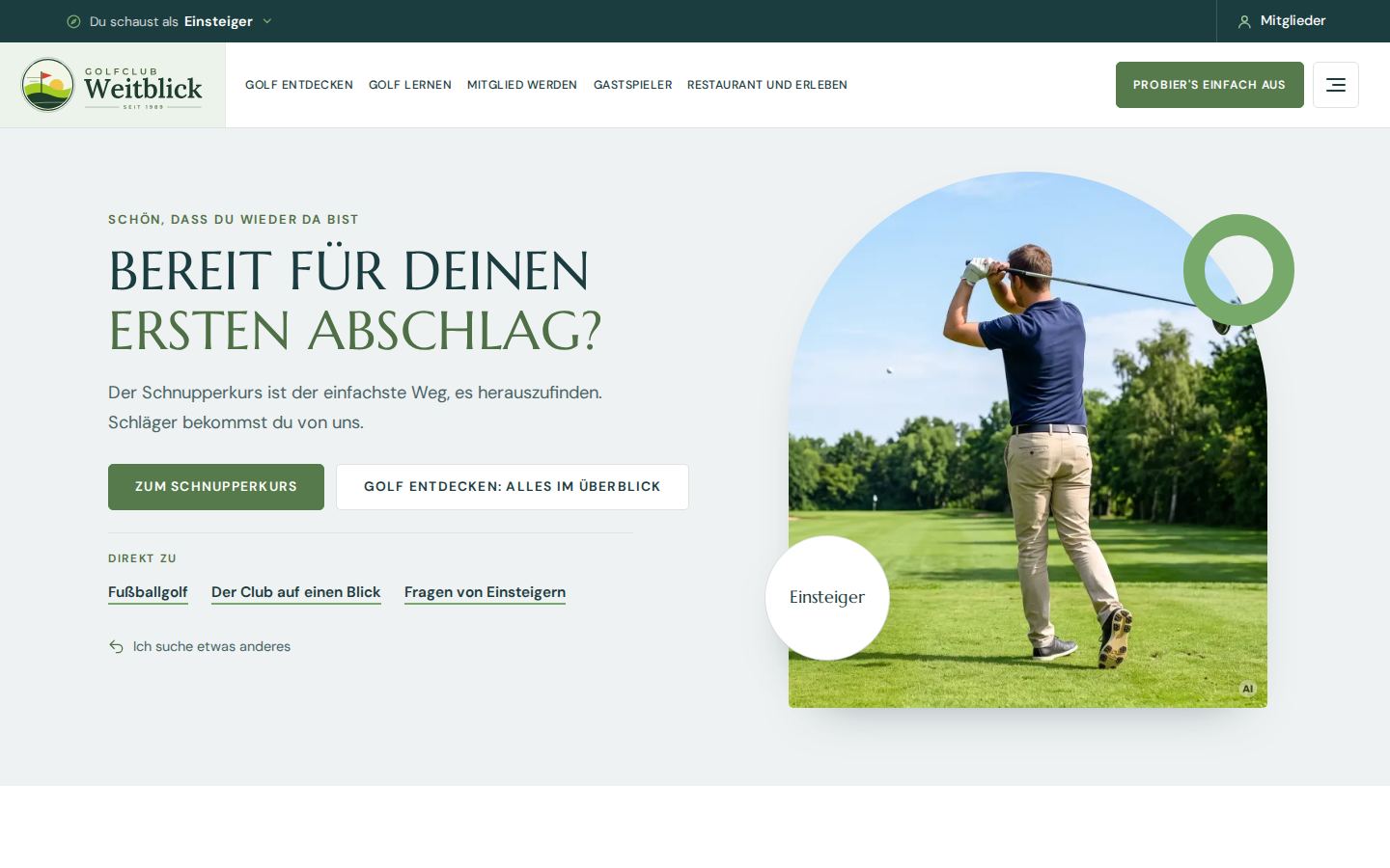 Startseite für Wiederkehrer