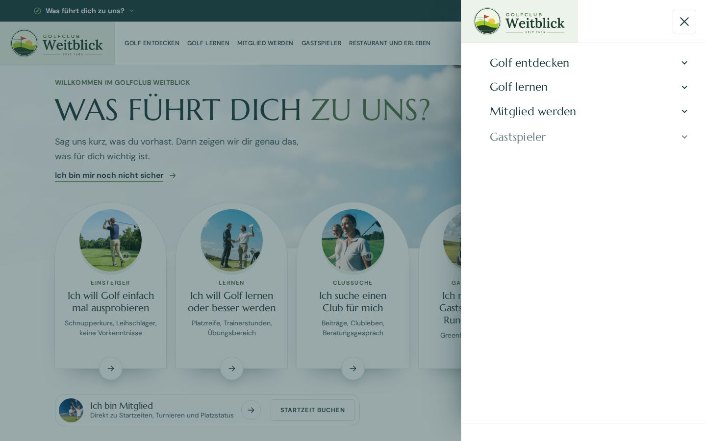 Aufgeklapptes Menü