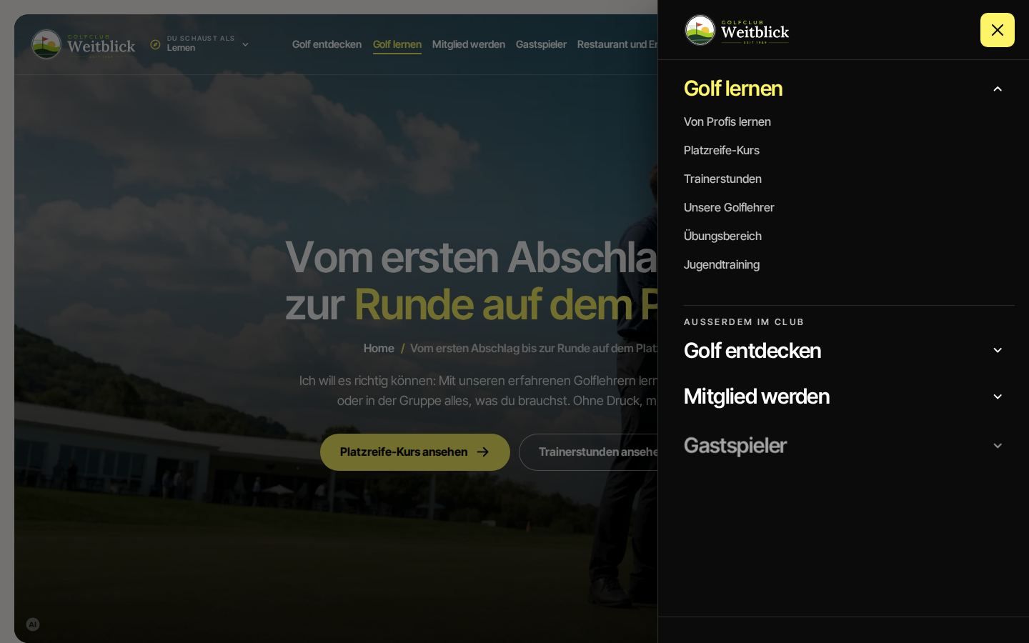 Aufgeklapptes Menü