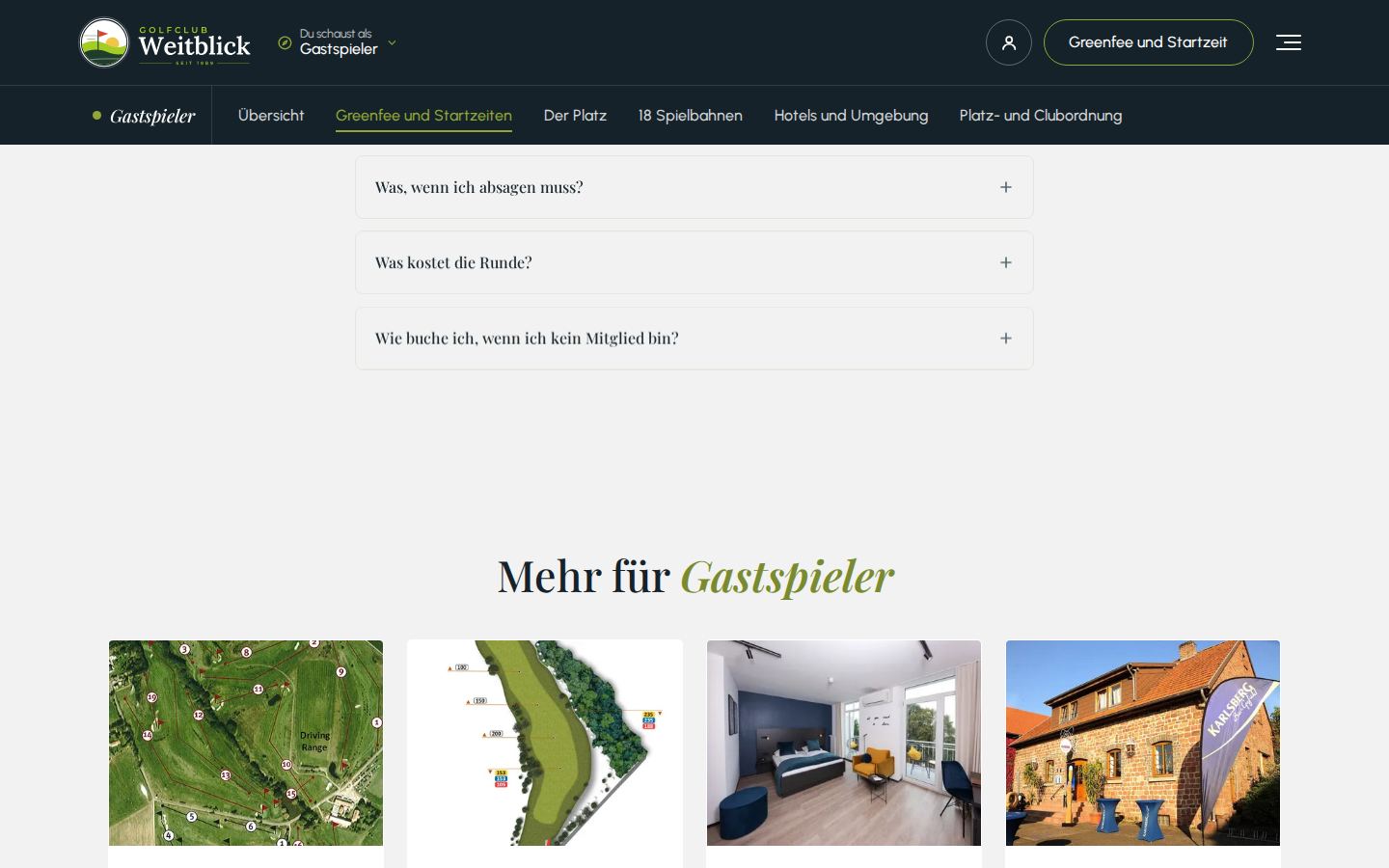 Greenfee: Fragen und weitere Seiten