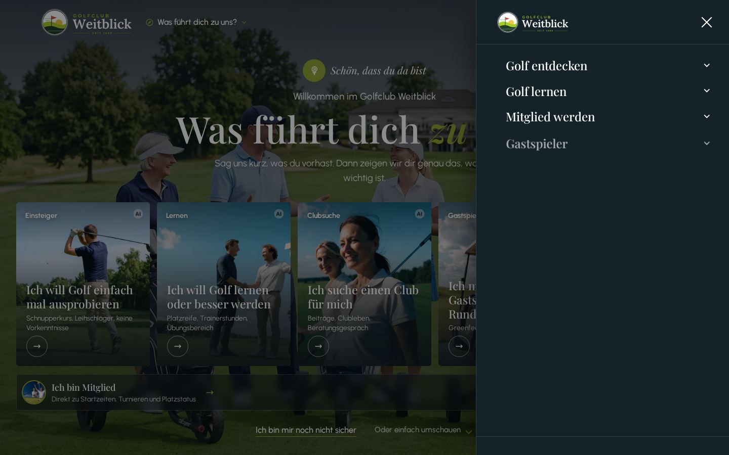 Aufgeklapptes Menü